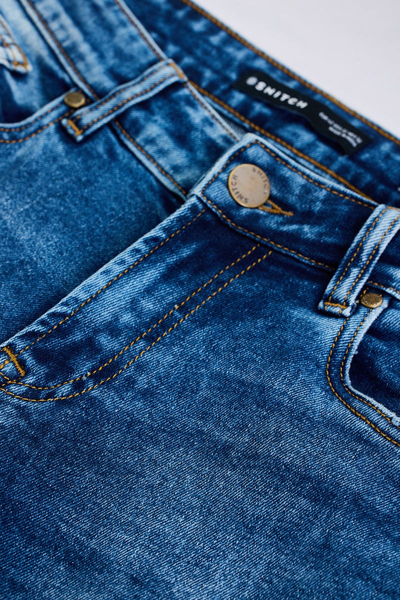 SNITCH Blue Solid Skinny Fit Streetwear Jeans - Image 2
