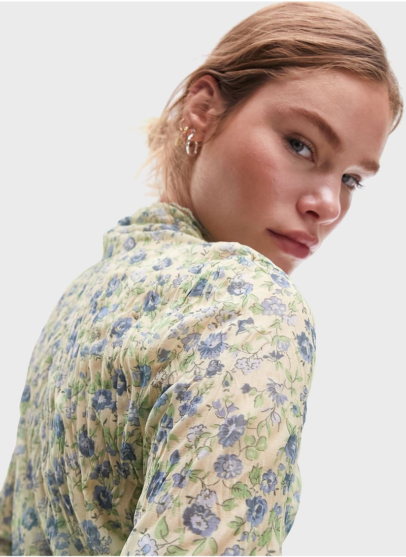 TOPSHOP Crew Neck Printed Crop Top  - Image 3