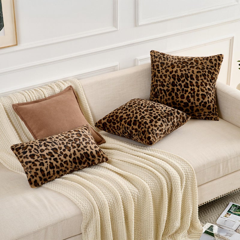 GALMAXS7 Cheetah Pillow Covers 18x18 Faux Fur Throw Pillow Covers Set of 2 Leopard Couch Pillow Covers Fluffy Soft Decorative for Home Living Room Bedroom - Image 5