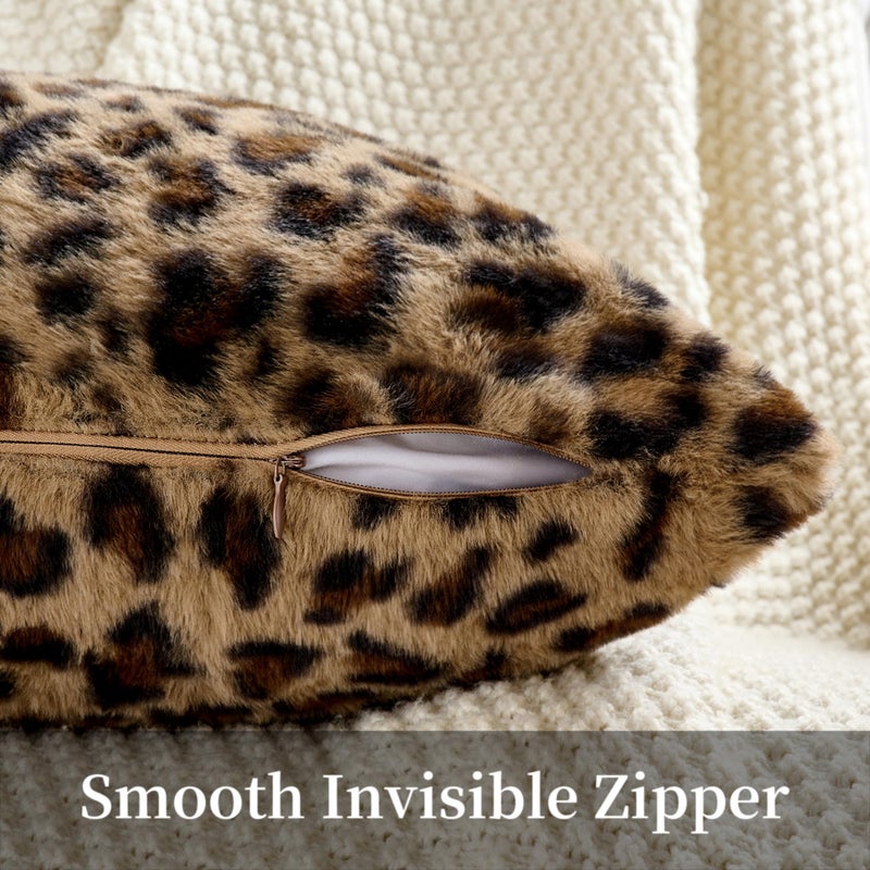 GALMAXS7 Cheetah Pillow Covers 18x18 Faux Fur Throw Pillow Covers Set of 2 Leopard Couch Pillow Covers Fluffy Soft Decorative for Home Living Room Bedroom - Image 3