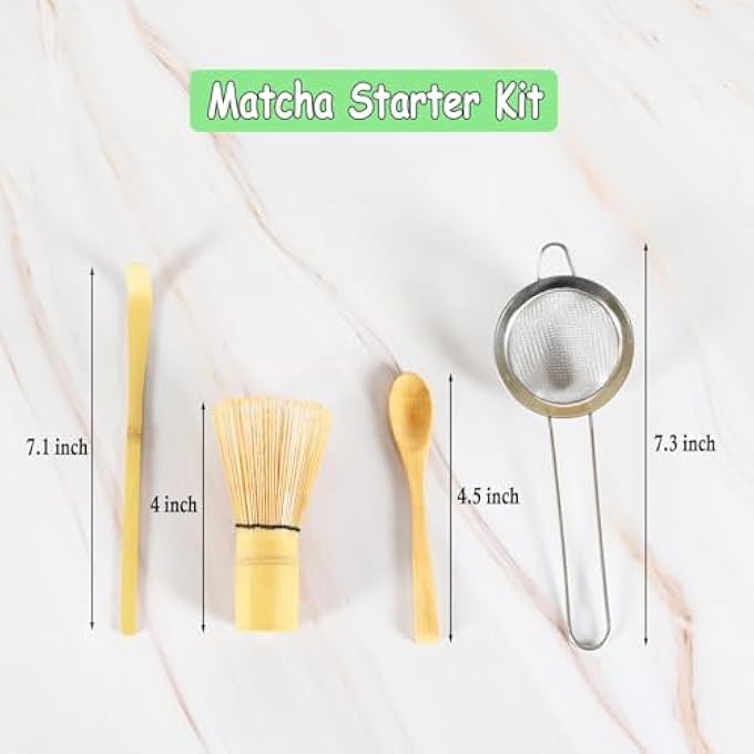 أوشيما مجموعة خفاقة الماتشا، خفاقة الماتشا المصنوعة من الخيزران، مغرفة تقليدية من تشاسن، ملعقة شاي تشاشاكو، منخل من الفولاذ المقاوم للصدأ، أدوات شاي يابانية للاحتفالات، هدية مجموعة الماتشا المثالية - Image 3