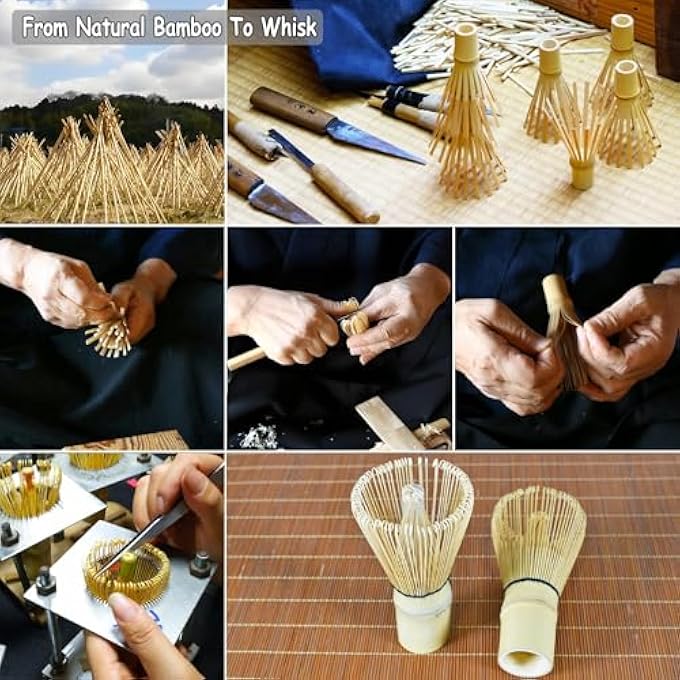 أوشيما مجموعة خفاقة الماتشا، خفاقة الماتشا المصنوعة من الخيزران، مغرفة تقليدية من تشاسن، ملعقة شاي تشاشاكو، منخل من الفولاذ المقاوم للصدأ، أدوات شاي يابانية للاحتفالات، هدية مجموعة الماتشا المثالية - Image 4