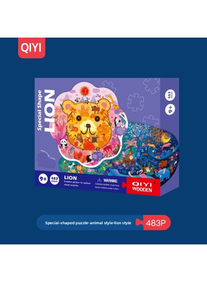 Dinosaur Lion Animal Alien Puzzle Children's Educational Paper Early Childhood Toys High Difficulty For Adults-Color:MZM-Gift Box Aesthetic Puzzle (Lion) - Image 1