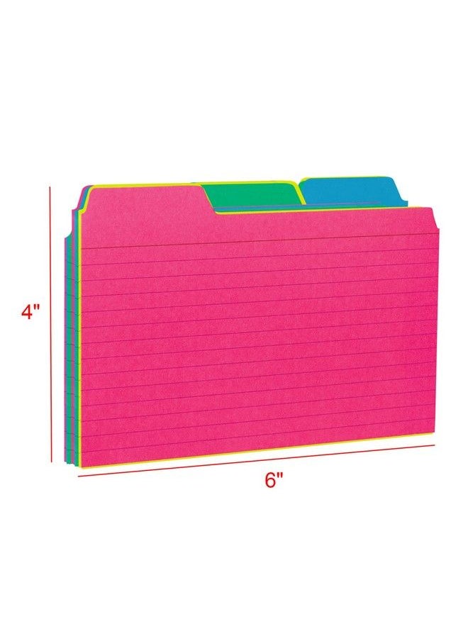 Find It - 4X6 Tabbed Index Card Neon 48 Pk - Image 1