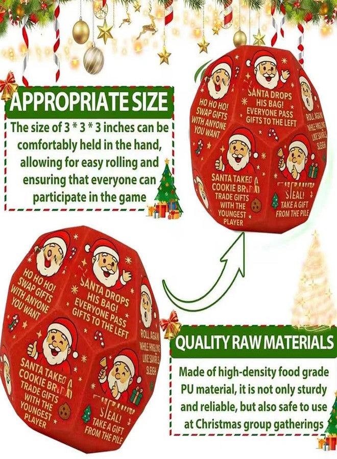 IDOEJOY Santa Swap Gift Exchange Dice, 3 * 3 inches Exchange Gifts Family Game, Christmas Stocking Stuffers Gift Exchange Dice Games for Friends for Xmas, Birthday, Party and Family Night, Holiday - Image 3