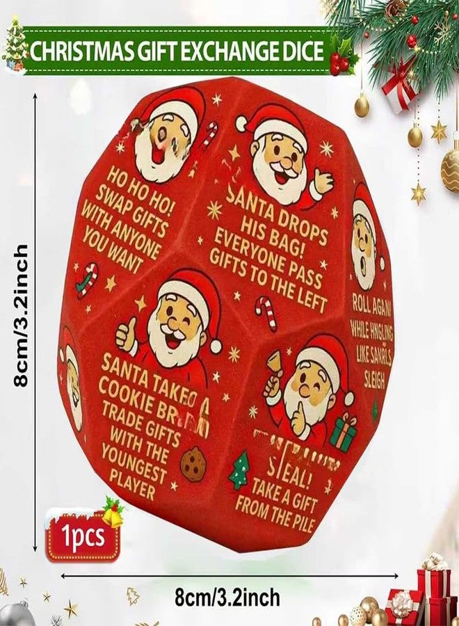 IDOEJOY Santa Swap Gift Exchange Dice, 3 * 3 inches Exchange Gifts Family Game, Christmas Stocking Stuffers Gift Exchange Dice Games for Friends for Xmas, Birthday, Party and Family Night, Holiday - Image 2