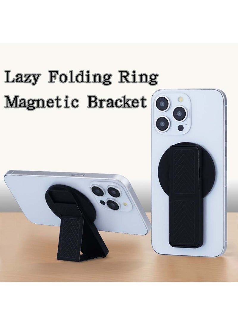 X-level MagSafe Magnetic Leather Folding Phone Stand,Ring Desktop Lazy Stand,Compatible with Mag Safe Finger Loop,Phone Ring Holder Strap for iPhone 15/16 Pro max/Samsung Galaxy S24/S25 Ultra Series,Magnet with Black Stand - Image 1