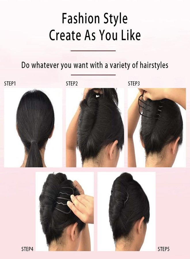 La Jolie Jasmin 4 Pieces Vintage Side Combs U Shape French Twist Pin Hair Fork Clip Messy Bun Maker Styling Tool Accessories for Women and Girls Black - Image 4