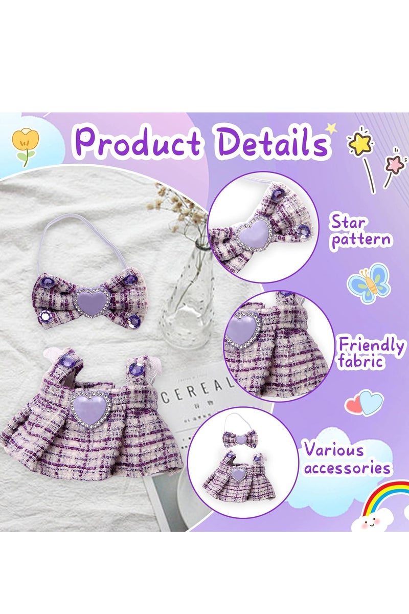 Doll Outfit Clothes Set for Labubu 17cm, 2 Piece Clothes Set Compatible with Labubu, Fashion Dresses for Labubus Accessories (NO Doll) (Purple) - Image 2