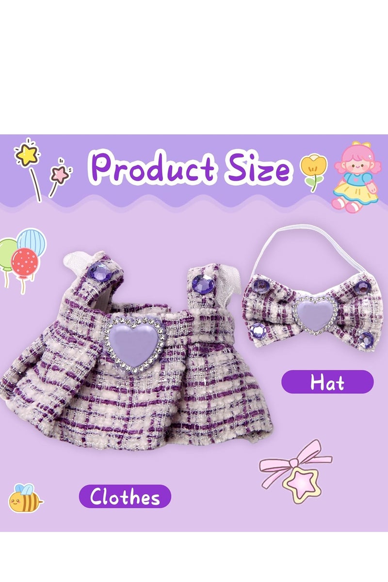 Doll Outfit Clothes Set for Labubu 17cm, 2 Piece Clothes Set Compatible with Labubu, Fashion Dresses for Labubus Accessories (NO Doll) (Purple) - Image 3