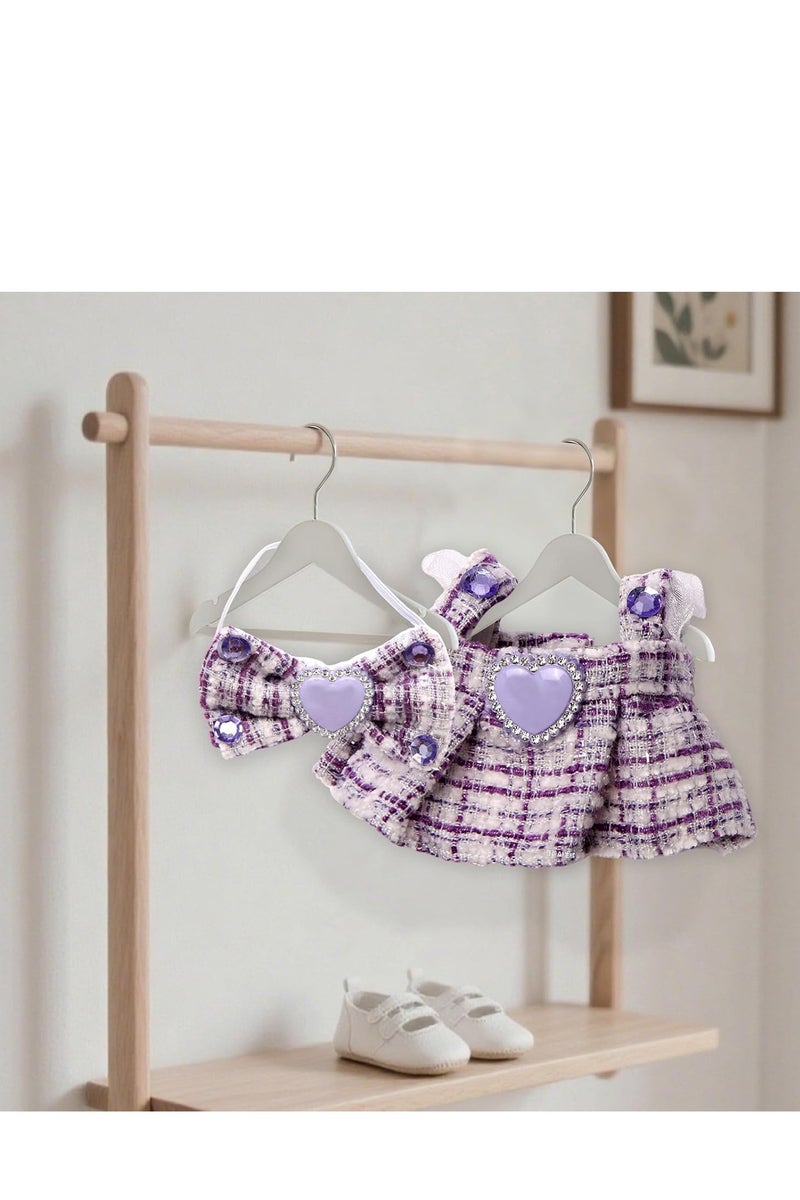 Doll Outfit Clothes Set for Labubu 17cm, 2 Piece Clothes Set Compatible with Labubu, Fashion Dresses for Labubus Accessories (NO Doll) (Purple) - Image 4