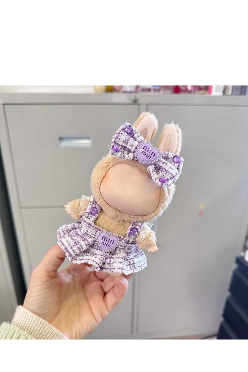 Doll Outfit Clothes Set for Labubu 17cm, 2 Piece Clothes Set Compatible with Labubu, Fashion Dresses for Labubus Accessories (NO Doll) (Purple) - Image 5