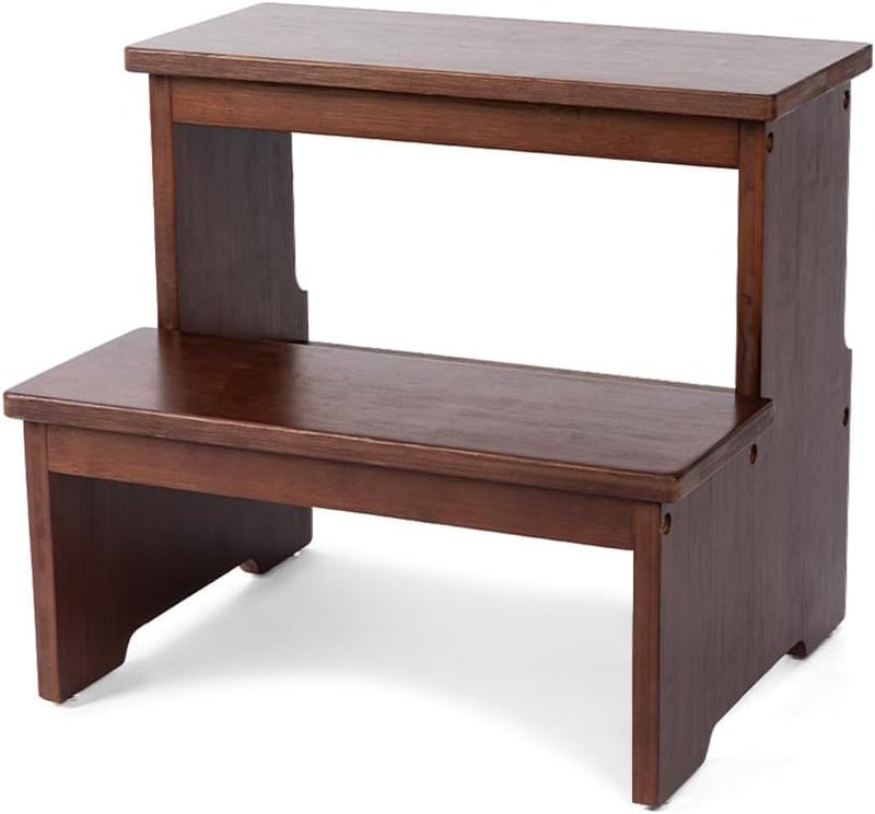 Carpentray Solid Sheesham Wooden Two Step Stool for Adults and Kids Bed Stepstool with AntiSlip Bottom Heavy Duty for Kitchen Bathroom Bedside Step Stool Wooden Step Stairs 350 lbs Capacity - Image 1