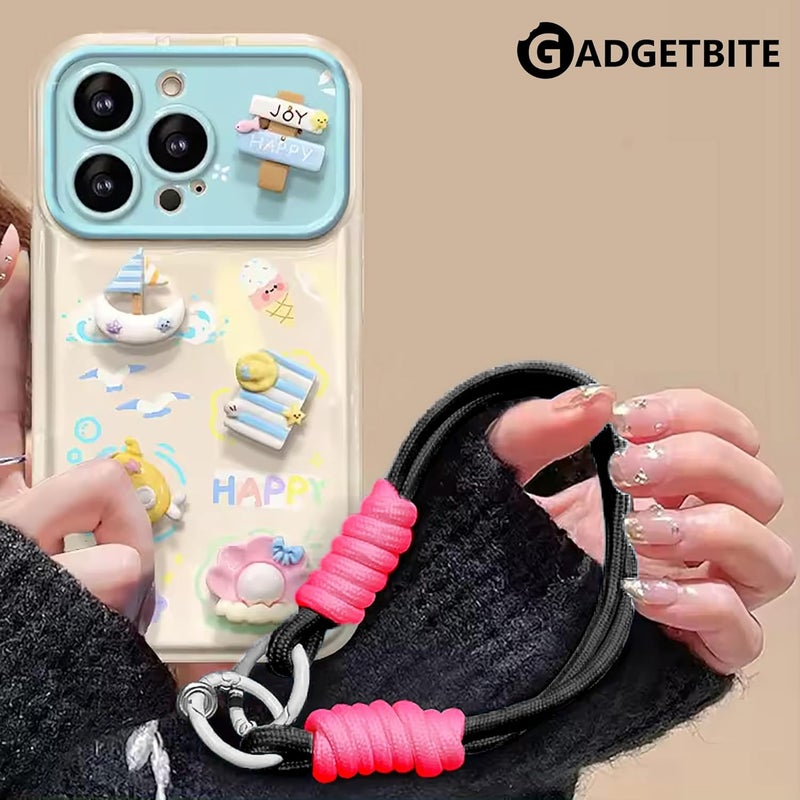 GadgetBite Universal Anti-Lost Phone Lanyard Wrist Rope - Secure and Stylish Phone Wrist Strap Cord (Black and Neon Pink) - Image 4