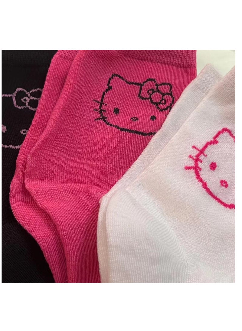 Hello Kitty Pack of 3 Hello Kitty Cotton Casual Socks  - Image 3