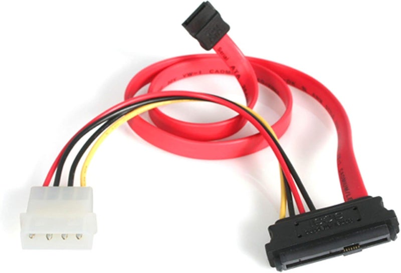 StarTech.Com 18-Inch SAS 29 Pin to SATA Cable with LP4 Power - SFF 8482 (SAS729PW18), Red - Image 1