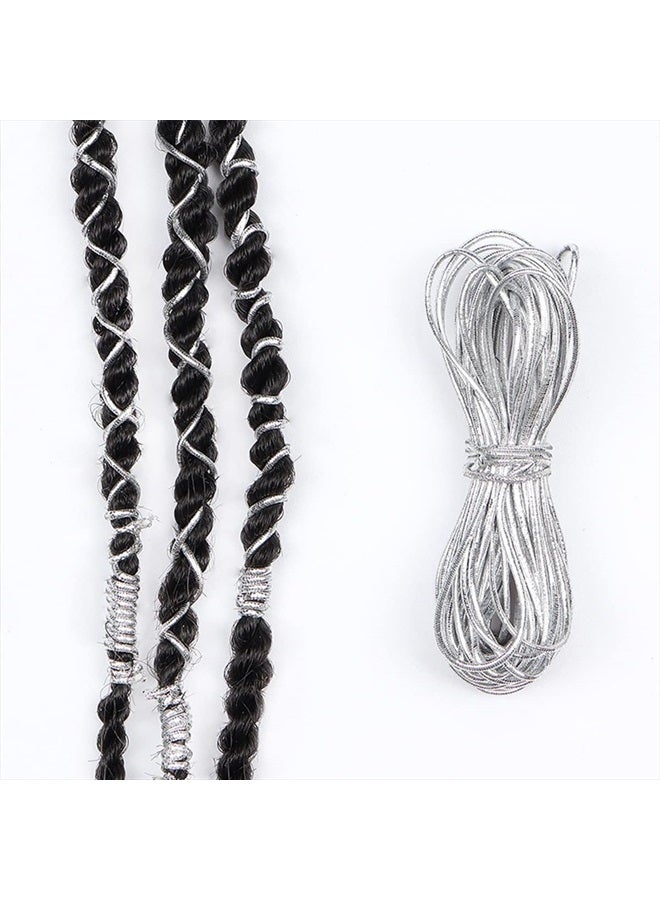 ASVNRES Sliver Dreadlock Braids Hair Accessories, 2 Pieces 5M Braiding Hair Deco Styling Shimmer Stretchable African Braid Braided Elastic Cord Ornament Hanging Decorating Gift Wrapping… - Image 4