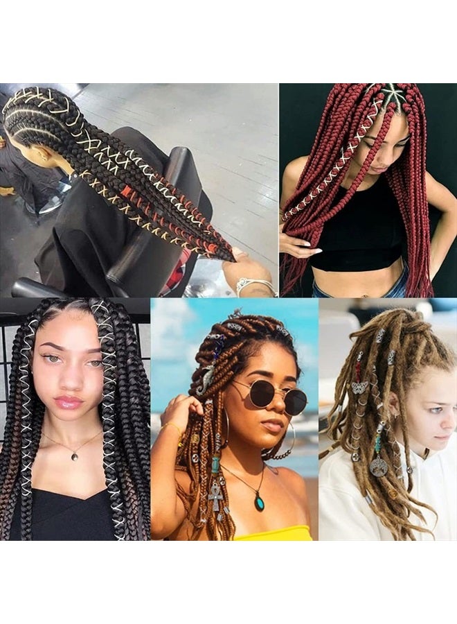 ASVNRES Sliver Dreadlock Braids Hair Accessories, 2 Pieces 5M Braiding Hair Deco Styling Shimmer Stretchable African Braid Braided Elastic Cord Ornament Hanging Decorating Gift Wrapping… - Image 2