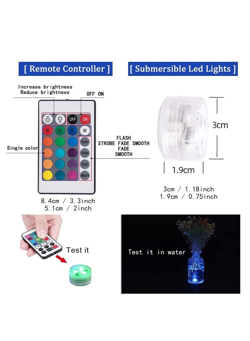 صن تاون مصابيح LED غاطسة 10 عبوات أحواض مطورة تحت الماء 16 RGB متدرج لوني للديكور IP68 مقاوم للماء (10 1 جهاز تحكم عن بعد بالأشعة تحت الحمراء) - Image 3