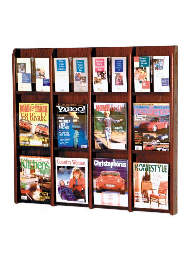 Wooden Mallet Wooden Mallet 12Magazine24Brochure Divulge Wall Display with Brochure Inserts Mahogany 