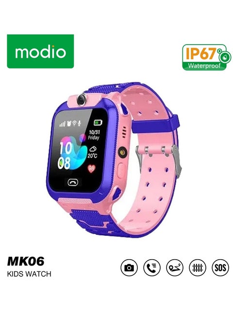 Modio MK06 Kids Smart Watch With Camera Sim Card Slot and IP67 Waterproof  Pink