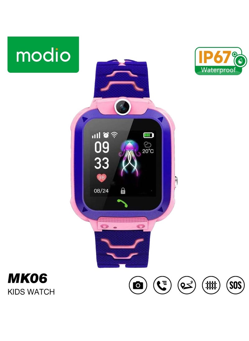 modio - Modio MK06 Kids Smart Watch With Camera Sim Card Slot and IP67 Waterproof  Pink - Image 1