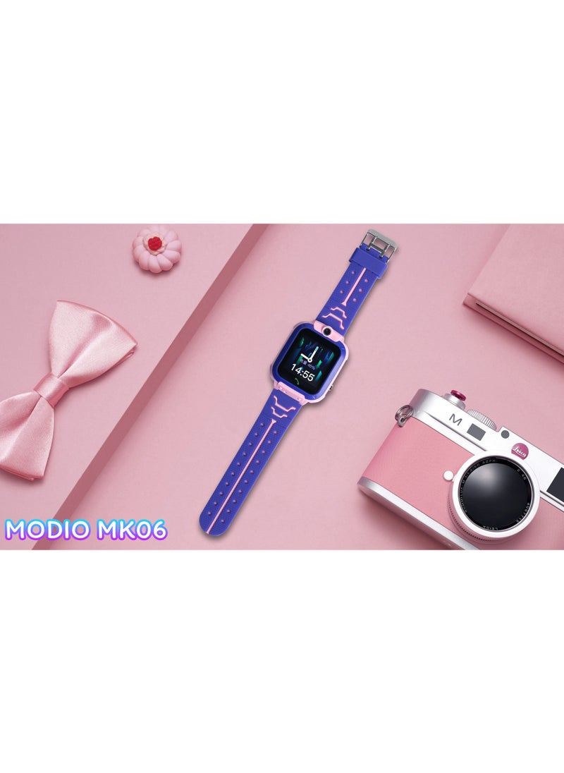 modio - Modio MK06 Kids Smart Watch With Camera Sim Card Slot and IP67 Waterproof  Pink - Image 1