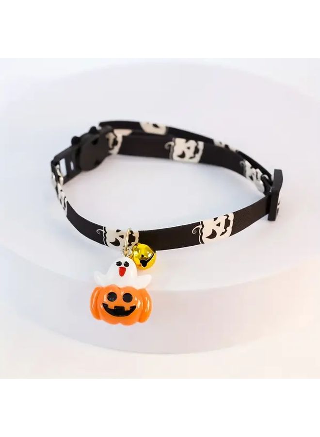 Halloween Pet Collar with Safety Buckle Pumpkin Bat Design Mixed Color - Image 1