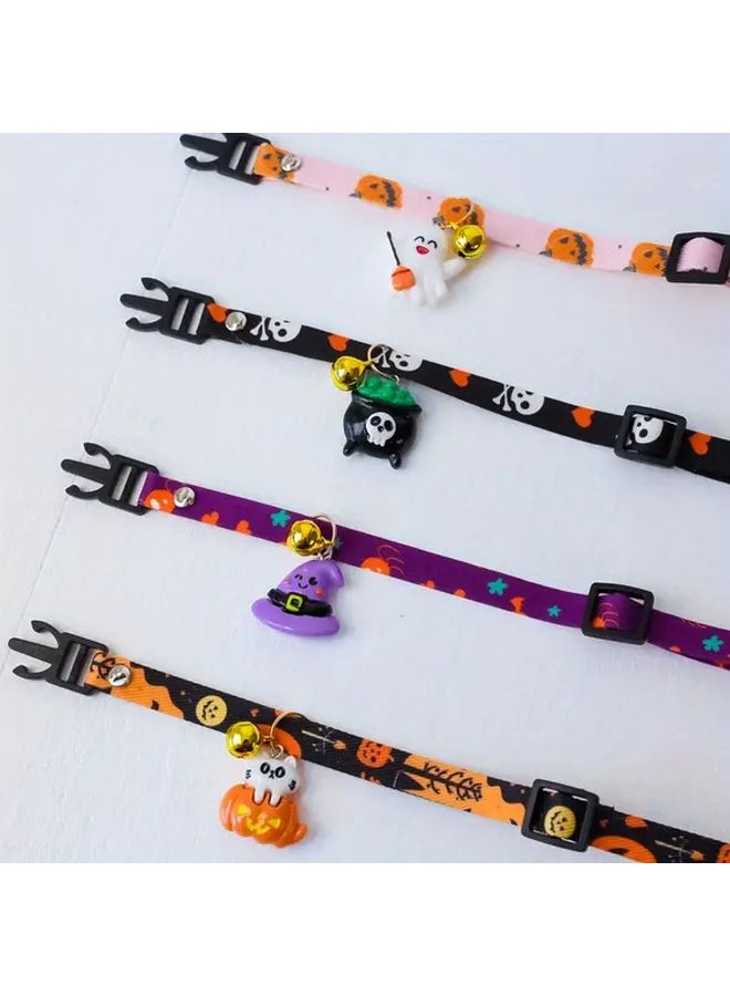 Halloween Pet Collar with Safety Buckle Pumpkin Bat Design Mixed Color - Image 3