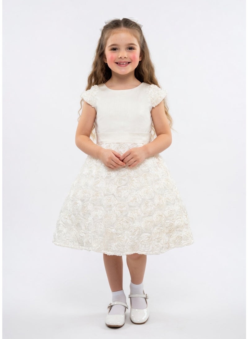 Queen ANA FLOWER  white Girls Party Dress, Princes Wear Wedding Evening Formal Pageant Dance Gown for Birthday Kid Girls Elegant - Image 1