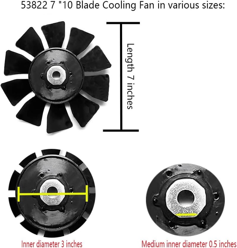Viefow 53822 7" 10 Blades Transmission Fan for Husqvarna Craftsman Tractors - Image 2