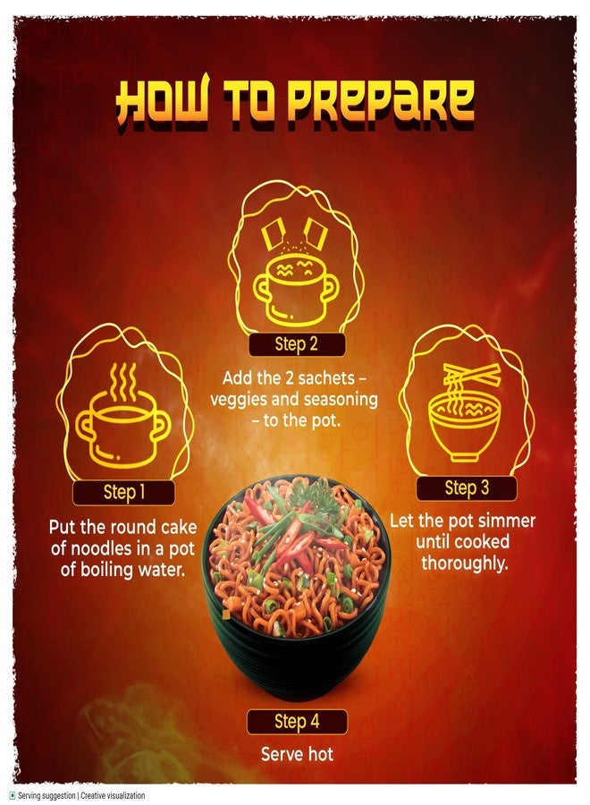 Sunfeast YiPPee! Korean Fiery Hot Style Noodles, Deliciously Spicy Noodles with 5 Added Vegetables, 75gm /80 gram(Weight may vary) - Image 5