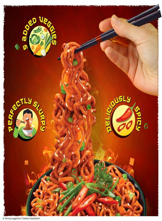 Sunfeast YiPPee! Korean Fiery Hot Style Noodles, Deliciously Spicy Noodles with 5 Added Vegetables, 75gm /80 gram(Weight may vary) - Image 3