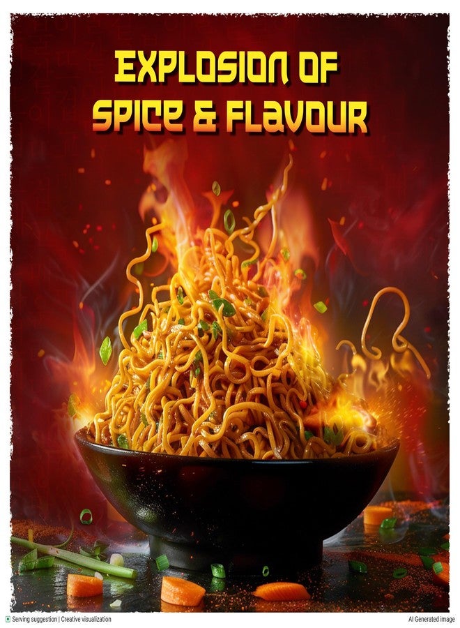 Sunfeast YiPPee! Korean Fiery Hot Style Noodles, Deliciously Spicy Noodles with 5 Added Vegetables, 75gm /80 gram(Weight may vary) - Image 2