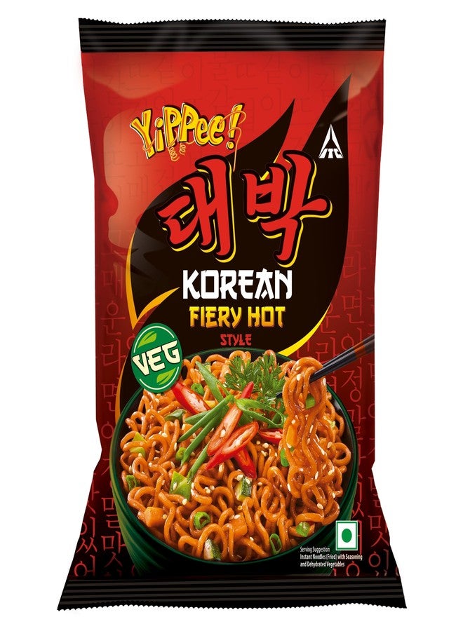 Sunfeast YiPPee! Korean Fiery Hot Style Noodles, Deliciously Spicy Noodles with 5 Added Vegetables, 75gm /80 gram(Weight may vary) - Image 1