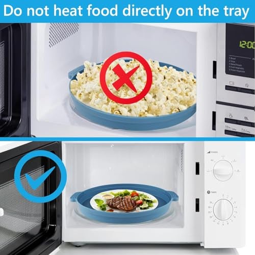 THW® Microwave Splatter Cover, Steaming Tray, Splatter Guard, Foldable Cover with Bottom,Heated Cover, Multifunction Splash Guard Kitchen Tool for Heating Food (blue colour) - Image 4