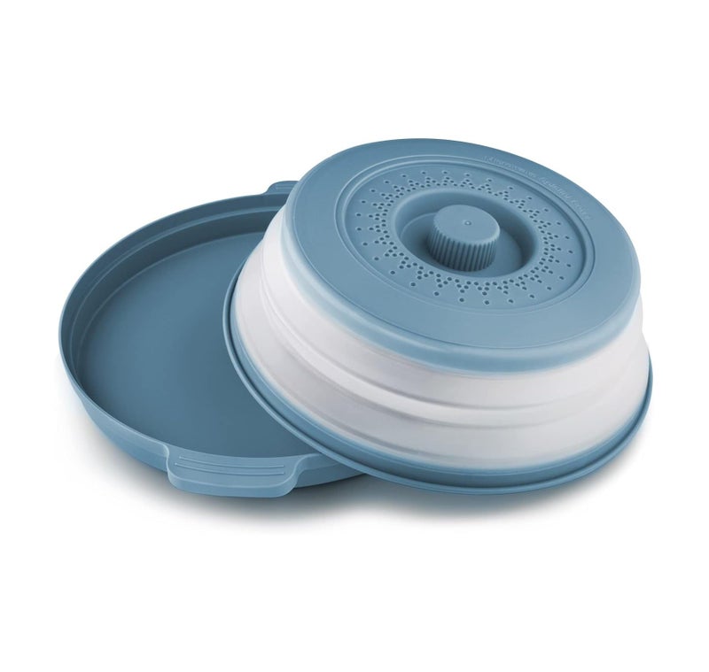 THW® Microwave Splatter Cover, Steaming Tray, Splatter Guard, Foldable Cover with Bottom,Heated Cover, Multifunction Splash Guard Kitchen Tool for Heating Food (blue colour) - Image 5