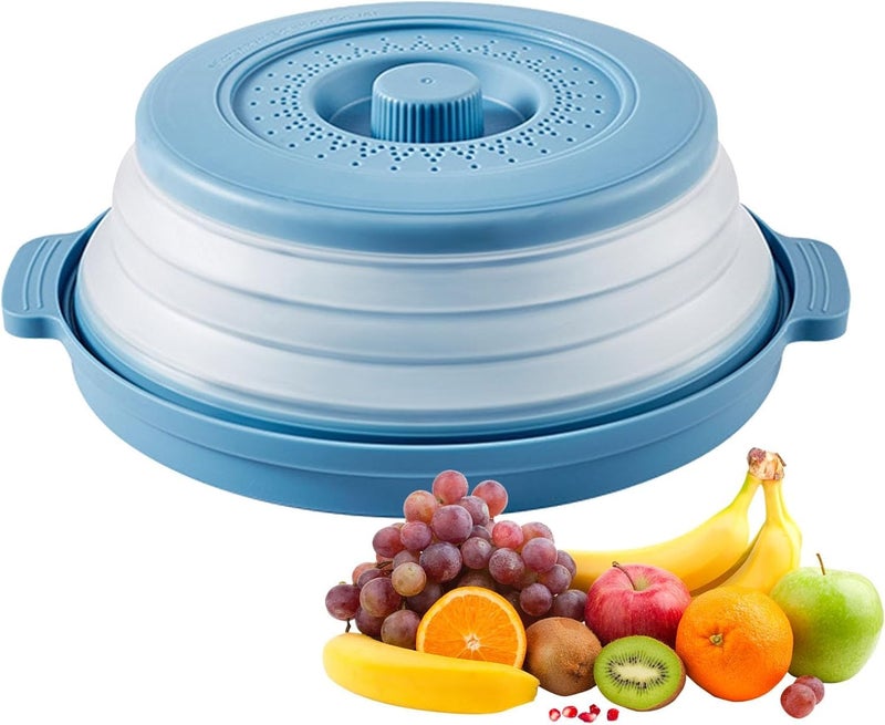 THW® Microwave Splatter Cover, Steaming Tray, Splatter Guard, Foldable Cover with Bottom,Heated Cover, Multifunction Splash Guard Kitchen Tool for Heating Food (blue colour) - Image 2