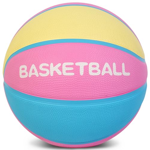 AXGUIQ Kids Youth Basketball, Size 5 Basketball 27.5" for Ages 5-12, Thickened Rubber for Soft Touch & Enhanced Durability, Featuring Classic Logo Boy and Girls(Deflated) - Image 1