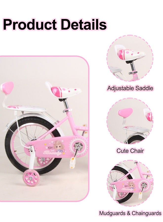 جساي تويز دراجة الأطفال الوردية مع عجلات التدريب - أحجام متعددة متاحة وآمنة ومريحة (A9003-1P12 / A9003-1P16 / A9003-1P20) - Image 5