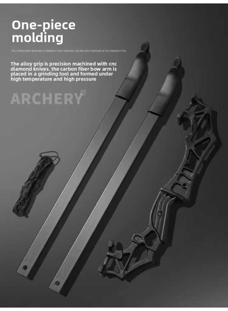 غاز مجموعة قوس تقويسي رياضية بقوة 30 رطلاً بطول 135 سم مع 6 سهماً وكامل الإكسسوارات للتدريب والممارسة – أسود - Image 5