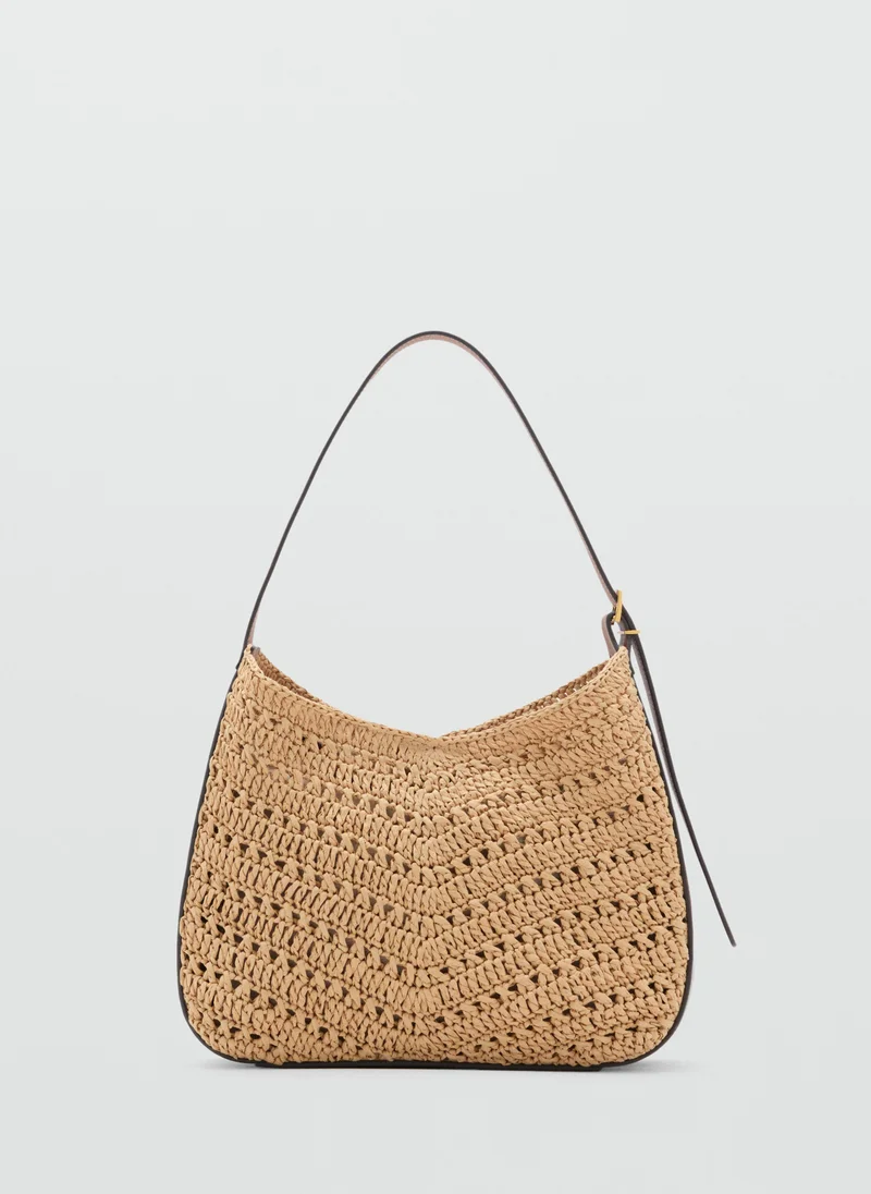 MANGO Natural fibre shoulder bag