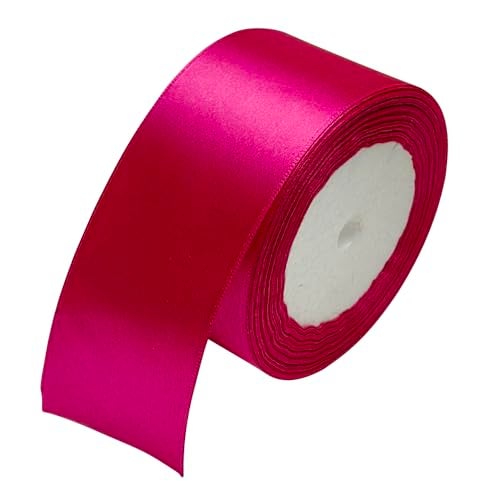 Chenkou Craft Solid Satin Ribbon Ribbons 50 Yards (2 Rolls) Craft Bow Party Decoration Packing Ribbons (Hot-Pink, 1 1/2"(40mm)) - Image 2