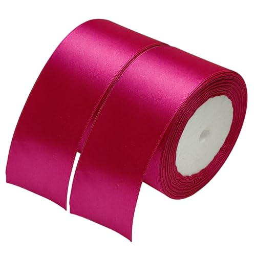 Chenkou Craft Solid Satin Ribbon Ribbons 50 Yards (2 Rolls) Craft Bow Party Decoration Packing Ribbons (Hot-Pink, 1 1/2"(40mm)) - Image 4