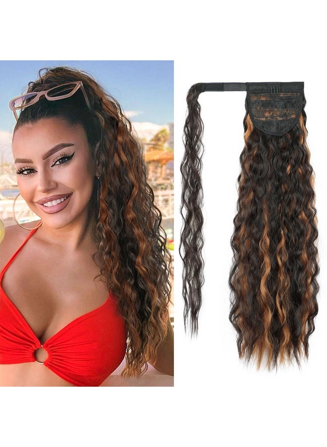 HANYUDIE - Wave Ponytail Extension Long Wrap Around Ponytail Wavy Curly Ponytail 20 Inch Clip In Ponytail Hairpiece For Women 4T30 - Image 1