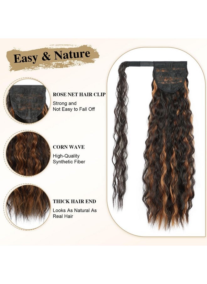 HANYUDIE - Wave Ponytail Extension Long Wrap Around Ponytail Wavy Curly Ponytail 20 Inch Clip In Ponytail Hairpiece For Women 4T30 - Image 1