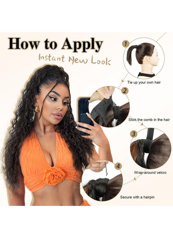 HANYUDIE - Wave Ponytail Extension Long Wrap Around Ponytail Wavy Curly Ponytail 20 Inch Clip In Ponytail Hairpiece For Women 4T30 - Image 1