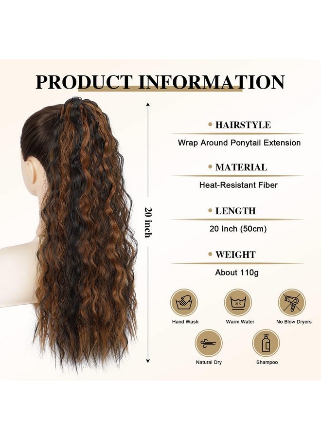 HANYUDIE - Wave Ponytail Extension Long Wrap Around Ponytail Wavy Curly Ponytail 20 Inch Clip In Ponytail Hairpiece For Women 4T30 - Image 1