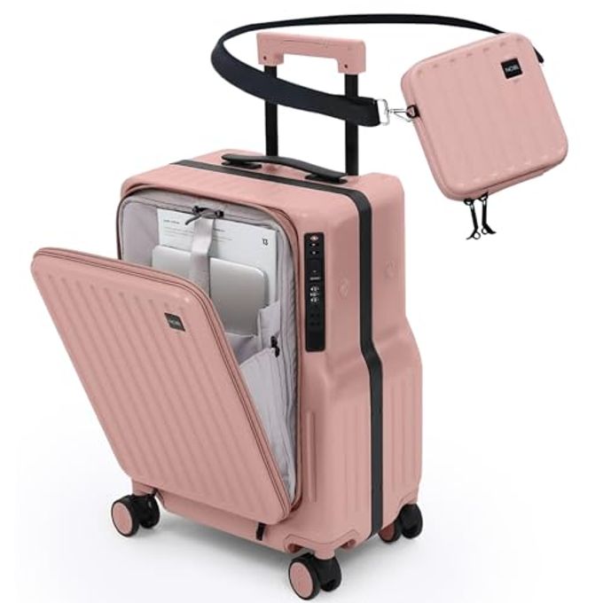 Nobl Travel Nobl Duo Carry Carry-On Luggage With Detachable Side Bag, 22.1X14.6X10.5 Airline Approved, Noble Zipperless Pc Hard Shell Suitcase & Crossbody, 360 Spinner Wheels, Tsa Locks, Usb Port Blush - Image 4