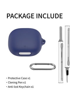 SJet for Liberty 4 Pro Case Cover with Cleaner Kit, Soft Silicone Protective Case for Anker Soundcore Liberty 4 Pro Case for Women Men, Liberty 4 Pro Case Accessories with Keychain (Blue)  - Image 2